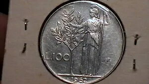 100 リラ 1962 R イタリア AU オリーブの木リラ KM96.1 986A1