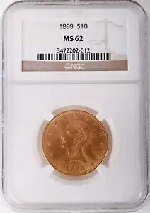 1898 ���o�e�B �w�b�h �S�[���h $10 ������ NGC MS62 �t�B���f���t�B�A �~���g