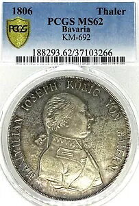 �h�C�c���B �h�C�c�o�C�G���� 1806 �^�[���[�R�C�� Thaler PCGS MS 62 VZ/STG UNC RARE