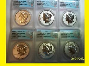 2022 MORGAN & Peace Dollar 6�R�C���Z�b�g Anacs RV PF 70 �t�@�[�X�g�X�g���C�N