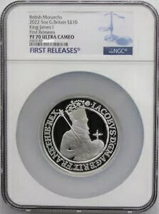 British Monarchs King James 1 2022 �V���o�[ �v���[�t 5�I���X NGC PF70 UC ���񃊃��[�X