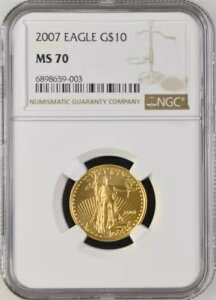 2007 1/4 �I���X $5 �S�[���h �A�����J�� �C�[�O�� NGC MS70 �x�^�[ �f�C�g ���b�g 2 �R�C�� 2 ��