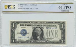 1928C $1 Vo[ T[g FR#1603 PCGS  66  UNC PPQ
