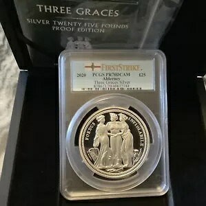 2020 Alderney Three Graces ?25 �V���o�[ �X���[ �O���C�X 5 �I���X PCGS PR70 �{�b�N�X & COA �t��