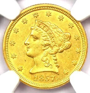 1857-O ���o�e�B �S�[���h �N�H�[�^�[ �C�[�O�� $2.50 �R�C�� - NGC �����ʏڍ� (UNC MS)