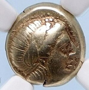 MYTILENE LESBOS 377BC Electrum Hekte Apollo NGC �F��M���V���R�C�� i54514