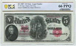 1907N $5 @ʉ FR# 85 PCGS WF Vi 66PPQ