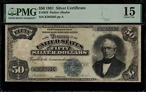 1891 $50 �V���o�[�ؖ��� FR-335 - EVERETT - �O���[�h PMG 15 �R�����g