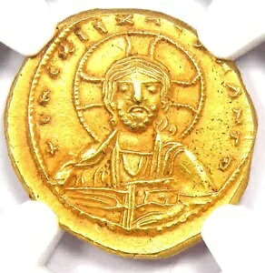 Constantine IX AV/EL Tetarteron Nomisma 1042 AD - F NGC Choice AU
