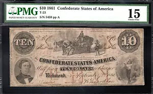 1861 $10 ��R CSA T-23 PMG 15 *�󏭃^�C�v*
