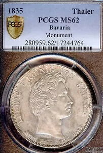 �h�C�c�A�M���a�� 1835 �^�[���[�R�C�� Thaler PCGS MS 62 VZ/STG UNC OTTO MONUMENT