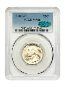 1950-S/D 25C PCGS/CAC MS66