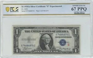 1935A $1 �G�N�X�y�������^�� (S) �V���o�[ FR1610 PCGS 67 Superb Gem PPQ