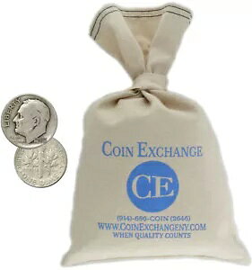 1000 枚入り袋 $100 額面 90% ルーズベルト ダイム銀貨 流通完全日付