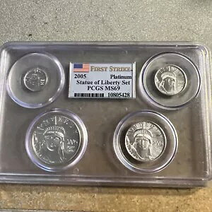 2005 �v���`�i �C�[�O�� ���o�e�B 4 �R�C�� �Z�b�g .9995 �O���[�h PCGS MS69 �t�@�[�X�g �X�g���C�N