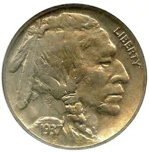 1937-D バッファロー ニッケル 3 レッグ NGC AU58、ライトゴールド調、非常に魅力的なコインです。