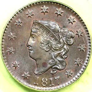 1817 N-6 R-1 PCGS MS 64 RB �}�g�����܂��̓R���l�b�g �w�b�h ���[�W �Z���g �R�C�� 1c