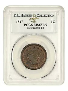 1847 1c PCGS MS63 BN (N-12) ��: D.L.�n���Z��/�i�t�c�K�[