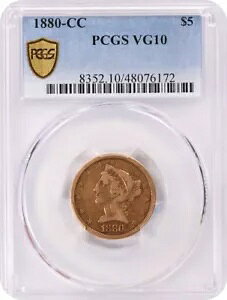 1880-CC $5 �S�[���h ���o�e�B �w�b�h VG10 PCGS
