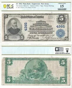 1902年 $5 ニュージャージー PCGS F-15 イングルウッドチャーター 4365