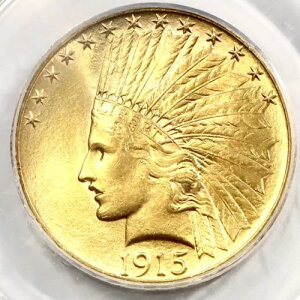 1915 $10 �S�[���h �C���f�B�A�� �C�[�O���F�� PCGS MS-62 �������� 2.1 �z���_�[
