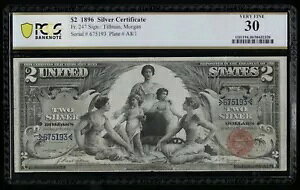 SC 1896 $2 Fr.247 �V���o�[�ؖ�������m�[�g PCGS 30 (193)