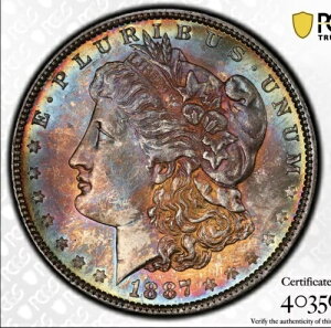���[�K�� �V���o�[ �_���[ 1887 PCGS MS 66+ ������ 90% �V���o�[ ���C���{�[ �g�[�j���O