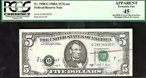 $5 1988-A FRN ʒuꍕI[o[vg BEP CXyN^[ }[N G[ PCGS EF 45