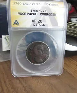 1760 �A�C�������h 1/2p P Below Hibernia - Voce Populi Colonial Half Penny