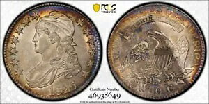 1826 P PCGS AU �ڍ� | TONED �V���o�[ �L���b�v�h �o�X�g �n�[�t�_���[ 50c �č��R�C�� #43456A