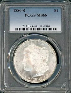 1880�N�� PCGS MS66 �V���o�[ ���[�K�� �h�� $1 �R�C�� �f�G�Ȕh��Ȍ���̂����� BU 1880 �N�� NR