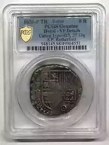 1636 P TR �{���r�A �V���o�[ 8 REALES PCGS VF �ڍ� (������) Calico-327 -Rutherford