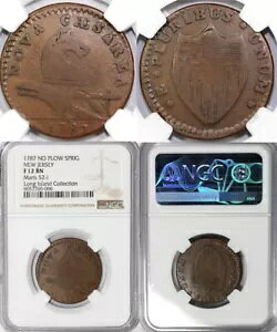 1787 1c No Plow Sprig Maris 52-i ニュージャージー コロニアル カッパー NGC F 12