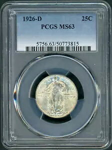:1926-D 25C �X�^���f�B���O ���o�e�B �N�H�[�^�[ �`���C�X PCGS MS63 �u���X�g �z���C�g ���A���e�B R2