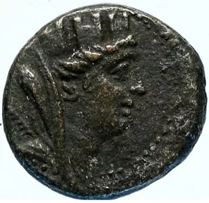 ピエリアのセレウケイア 紀元前41年 古代古いギリシャコイン TYCHE Thunderbolt THRONE i97479