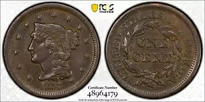 PCGS XF45 1857 �҂ݍ��݃w�A ���[�W �Z���g �X���[�� ���t �������A���n�R�C�� S1