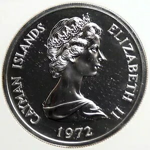 1972 ケイマン諸島 英国 クイーン エリザベス 2 世 オールド プルーフ シルバー $5 コイン NGC i105847