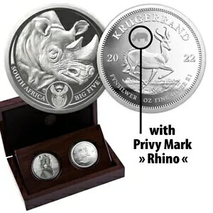 AtJ R5 2022 Vo[ v[t 1OZ 2 RC Zbg Rhino Krugerrand Privy