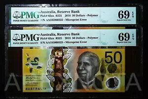[G[yA] I[XgA $50 2018 P65ax PMG 69 SUPERB GEM UNC AA MICROPRINT 2 