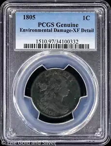 1805 1C �h���[�v �o�X�g ���[�W �Z���g PCGS �{���� XF �f�B�e�[��