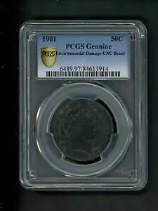 1901 US Barber n[t_[ 50c .50 PCGS { UNC ڍ׊B_[W^CvRC
