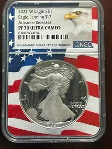 2021 W NGC PF 70 UC Advance �� T-2 �A�����J�� �V���o�[ �v���[�t �C�[�O�� �����f�B���O�������[�X