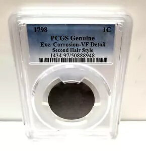 PCGS �����i������Corrosion-VF �f�B�e�[�� 1798 1C �h���[�v�o�X�g �Z�J���h�w�A�X�^�C��