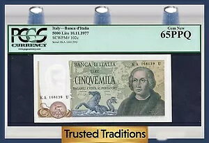 TT PK 102c 1977 �C�^���A �o���J�f�B�^���A 5000 �����u�_�b�̃^�c�m�I�g�V�S�v PCGS 65 PPQ G