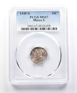 1945-S マーキュリー ダイム マイクロ S MS67 PCGS 美しいトーン *7431