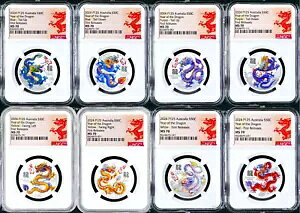 2024 ����̃h���S�� �V���o�[ 8 �R�C�� �Z�b�g 8x 1/2 �I���X �S�F NGC MS70