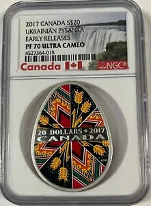 2017 �J�i�_ $20 �V���o�[ �E�N���C�i �s�T���J �G�b�O NGC PF70 ���������[�X �O���[�h �R�C��