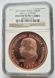 1977 **���A ESSAI ���ݕ� 20** �g�[�S 10000 �t���� �R�C�� KM-E 12 NGC PF67 UC