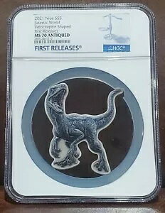 2021 NGC 70 NIUE 3oz �V���o�[ $5 �uJURASSIC WORLD-VELOCIRAPTOR�v�������[�X