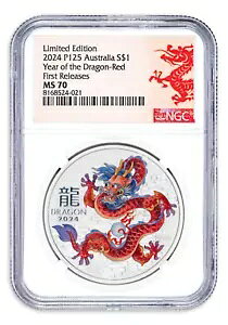 2024 �I�[�X�g�����A ���i�[ �h���S�� 1 �I���X �V���o�[ �J���[���b�h �R�C�� NGC MS70 FR